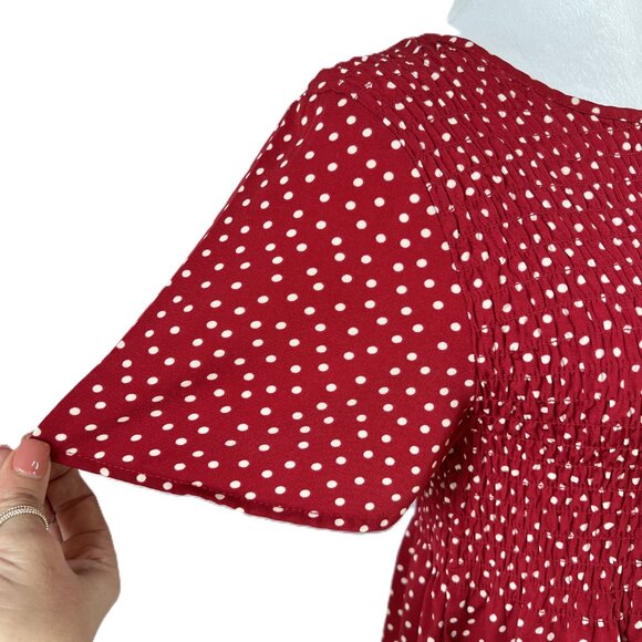 ❤️Urban Romantics Red Polka Dot Peplum Top  Size S  Feminine & Flirty - Picture 4 of 9